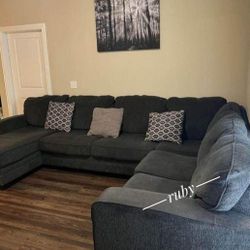 Ashley Oversized U Shape 3 Piece Tracling Slate Gray Sectional Couch With Chaise| Easy Financing Options @ Fastest Delivery 