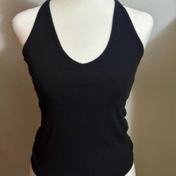 Old Navy Women's Size Medium Rib-Knit V-Neck Cropped Ribbed Halter Top Tank