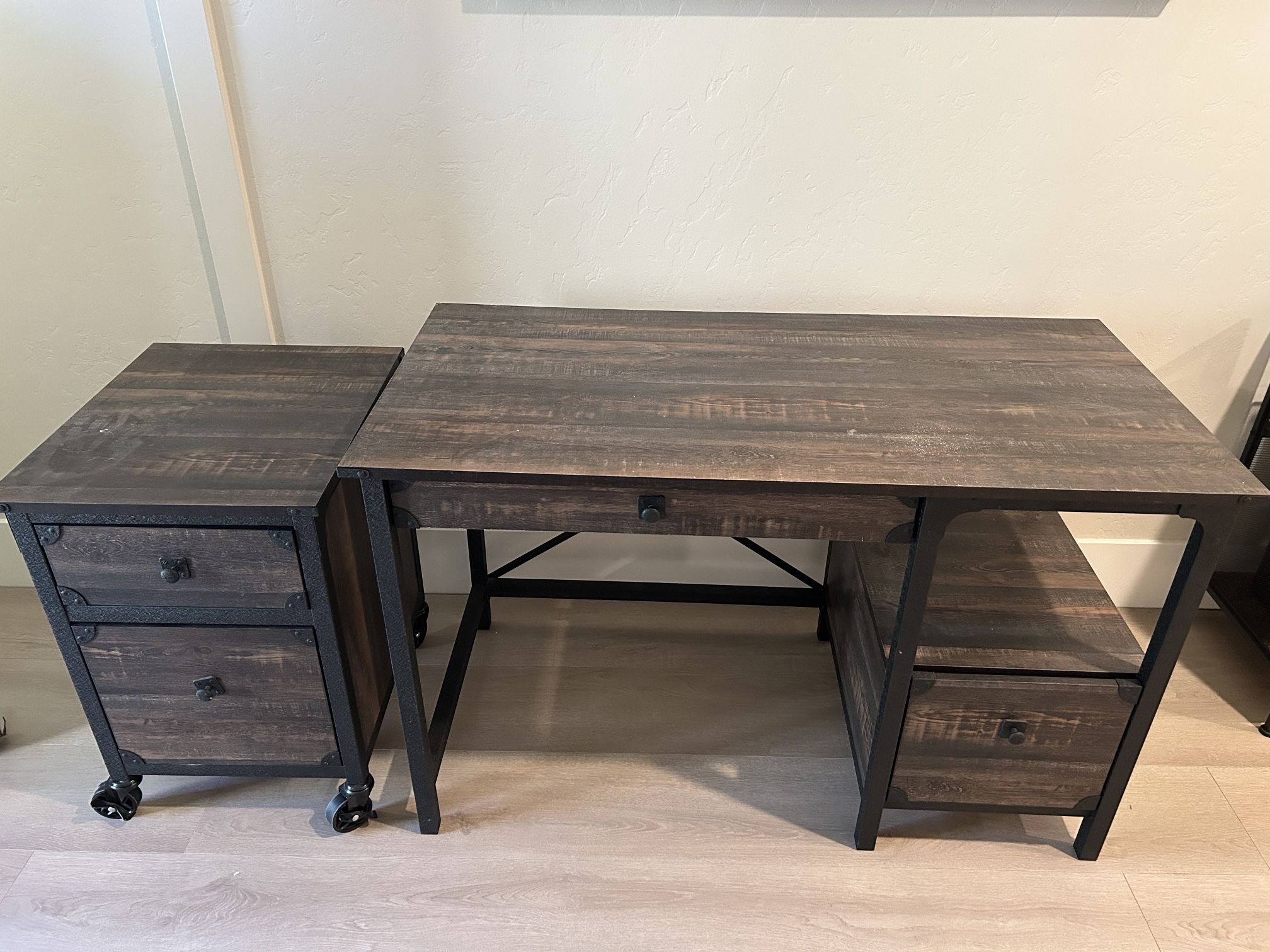 Desk and file Cabinet