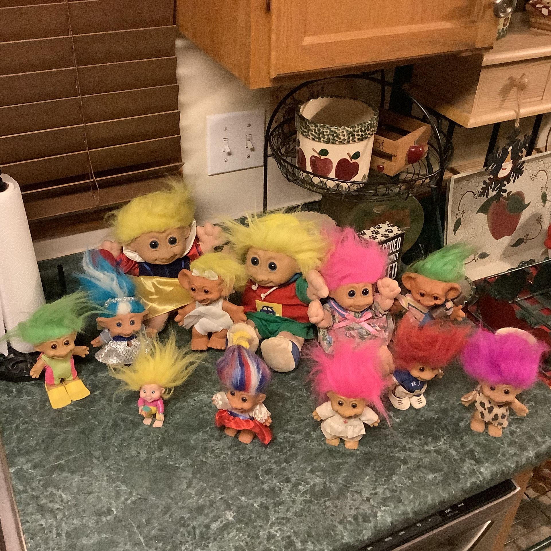 Troll Russ Doll lot of 12 vintage pieces from the 1980s and 90s Various sizes, very good condition considering over 40 years old Some sell for over $2