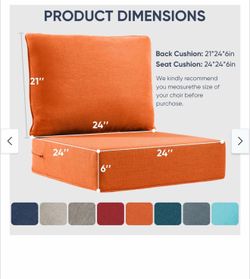 Patio Outdoor Cushions 24x24x6in