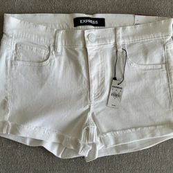 White Never-Worn EXPRESS Mid Rise Shorts