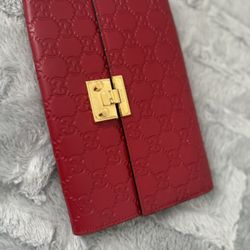 Gucci Red Leather Clutch/Wallet