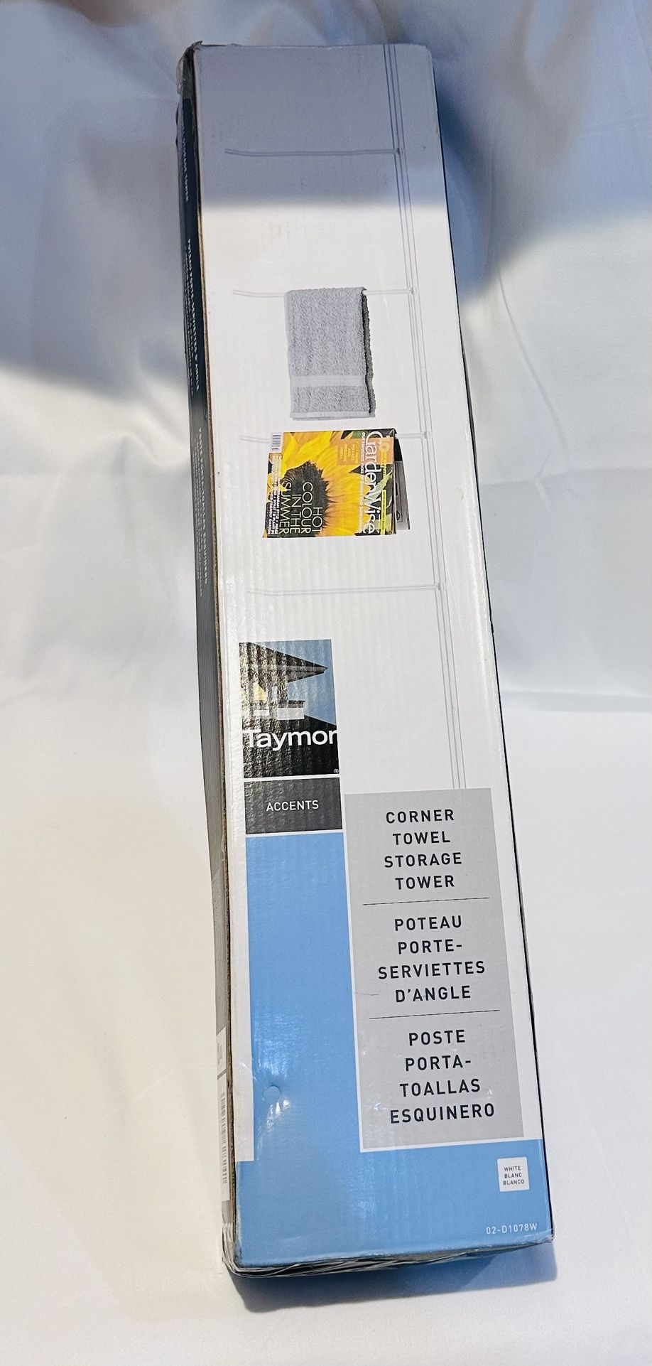 Taymor Corner Towel Storage Tower NIB White Swivel Arms