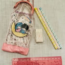 Vintage 1976 Sanrio Little Twin Stars Pencil Case Set - New - Japan