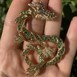 14k Gold, Diamond, Garnet And Sapphire Dragon Necklace