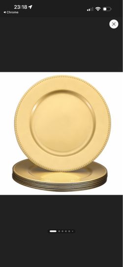 Gold plastic charger plates 13in Matte beaded rim- set of 10