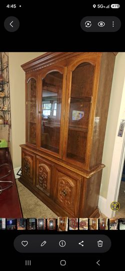 Wood China Cabinet with Glass Doors