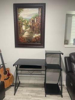 Metal glass desk