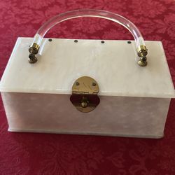 Vintage Lucite Purse — Pearl Lucite/Brass — 1950’s Dorset-Rex Fifth Avenue — ❤️ Mid Century