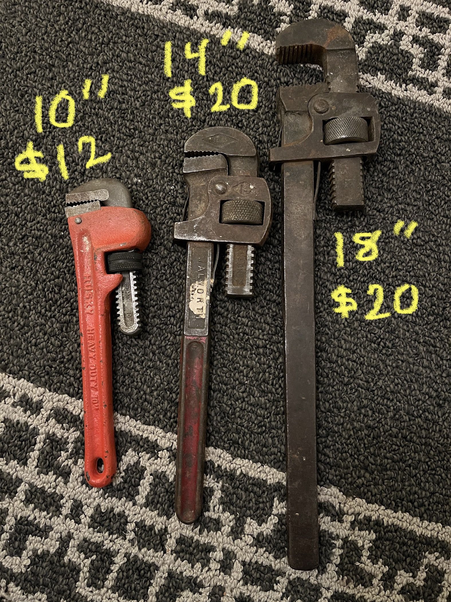 Pipe Wrenches - Stillson, Walworth, Husky