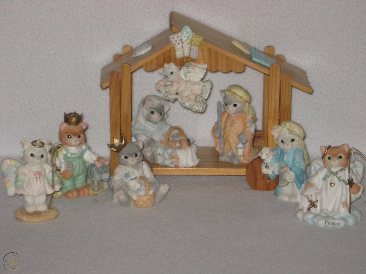 CALICO KITTENS from Enesco by Priscilla Hillman CHRISTMAS NATIVITY SET 1993
