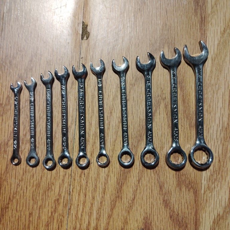 Vintage Craftsman 10 pc SAE Midget Combination Wrench Set.