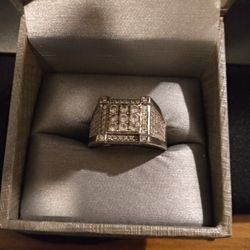 Mens Unkown Stone And Metal Silver Ring Color 