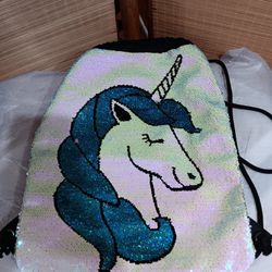 Unicorn Sequin Flip/reverse Drawstring Backpack