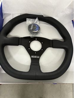 SPARCO L360 BLACK LEATHER RACING STEERING WHEEL, NEW IN THE BOX