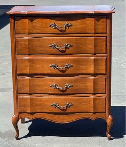 Antique French Provincial Wood Dresser 5-Drawer Chest