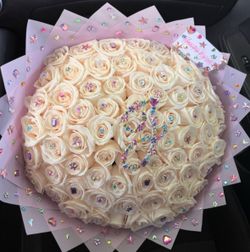 Large Cream Rose Bouquet with Rhinestone Gems