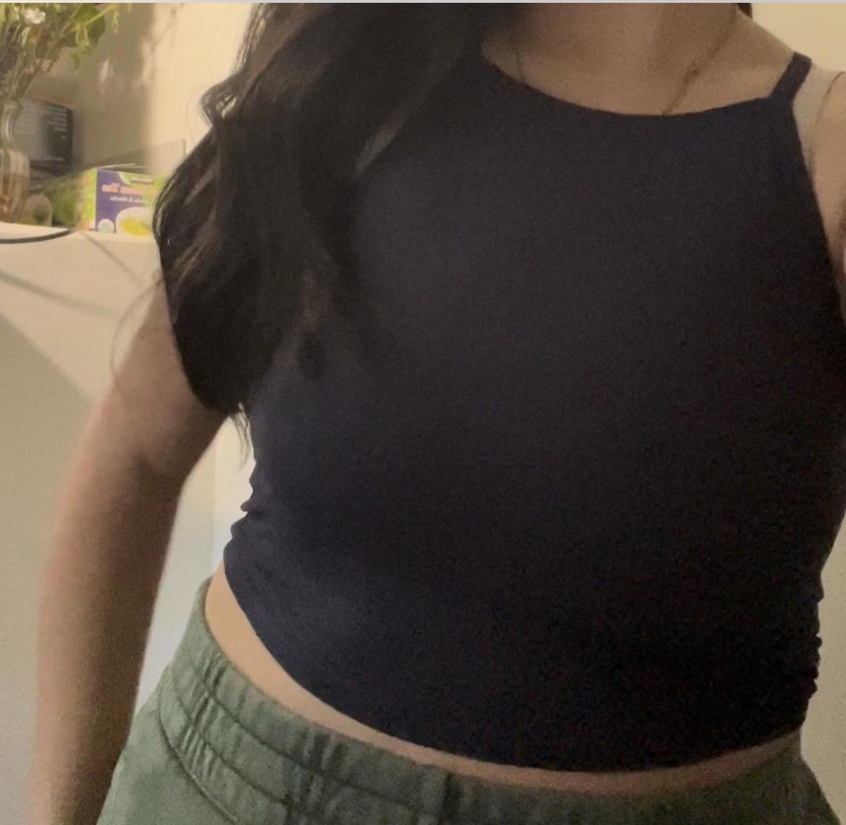 Brandy Melville navy blue halter top
