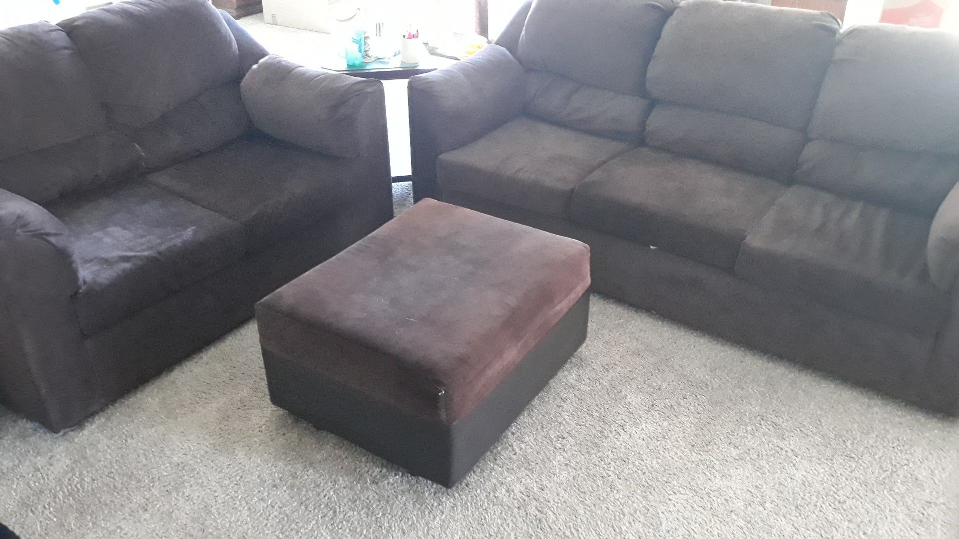 FULL couch set. Love seat, sofa, ottoman
