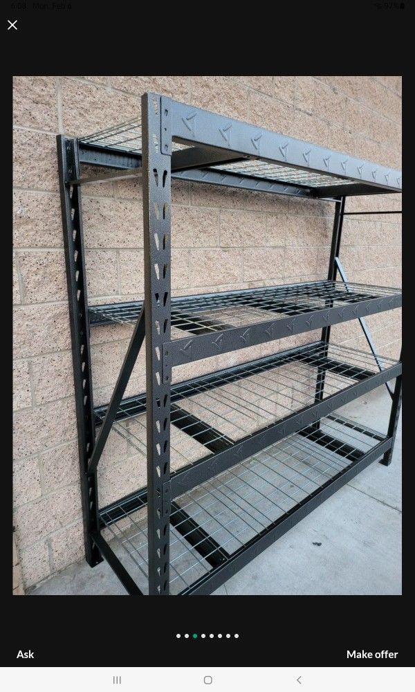 GLADIATOR 4-TIER WELDED STEEL GARAGE STORAGE SHELVING UNTIL 87"IN W X 72"IN H X 24"In D