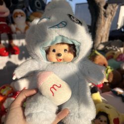 Monchhichi Blue Outfit Plush Doll 20cm One of a Kind