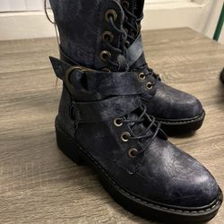 Seven7 Women's Studded Buckle Strap Combat Boots
