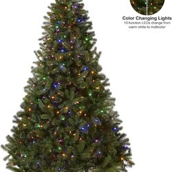 BRAND NEW National Tree Company Pre-Lit 'Feel Real' Artificial Full Downswept Christmas Tree, Green, Dougla
