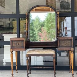 Wood Desk, Vanity With Stool Included