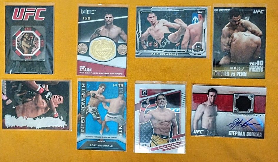 UFC top fighters of all time, auto/patch/silver/chrome 8 card lot