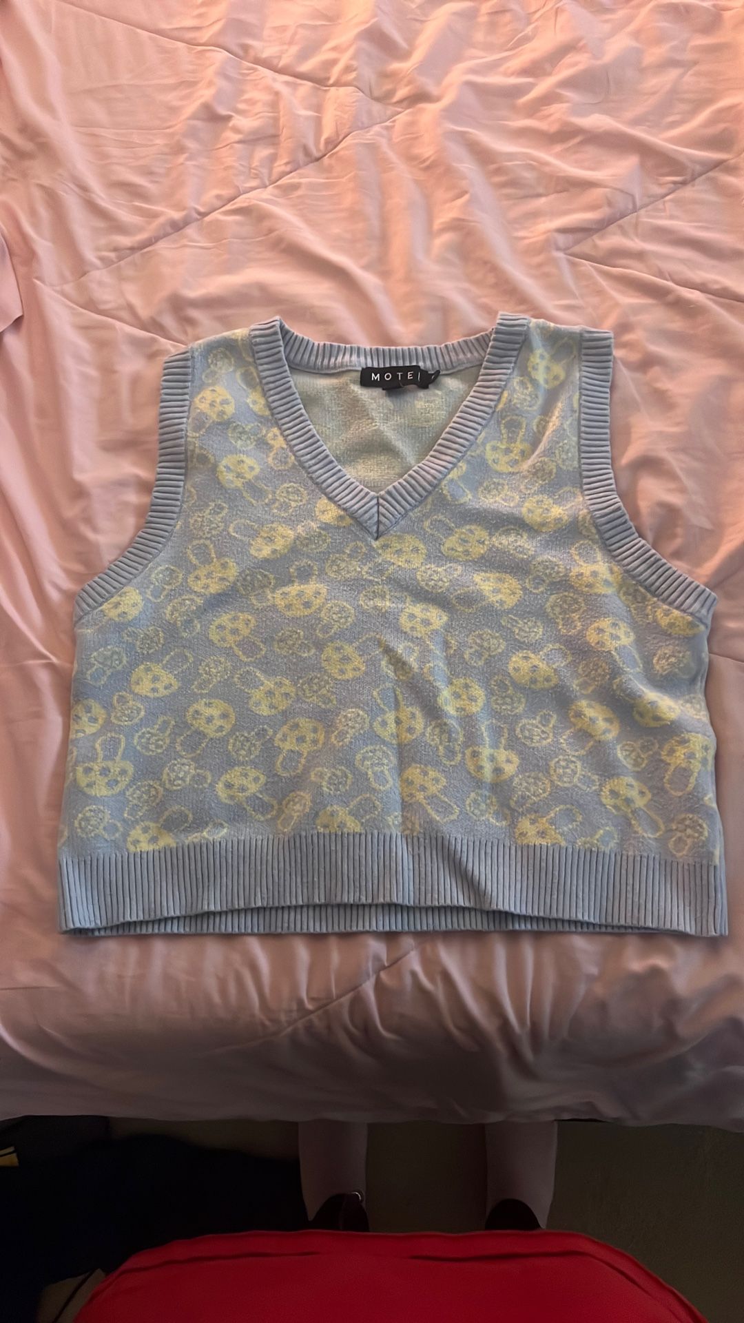 Motel Blue & Yellow Mushroom Sweater Vest