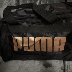 PUMA Gym Duffle Bag Black Gold Workout Bag