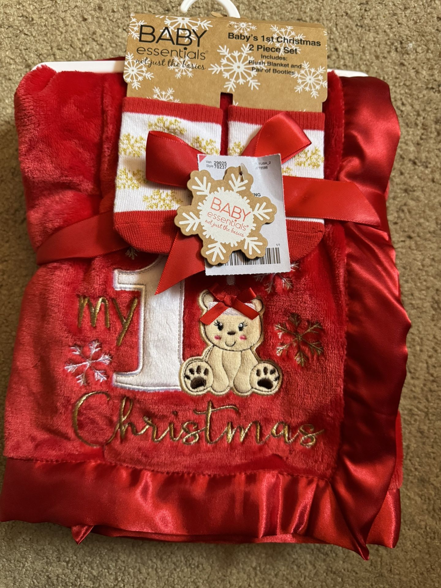 Baby’s First Christmas Plush Blanket and Socks