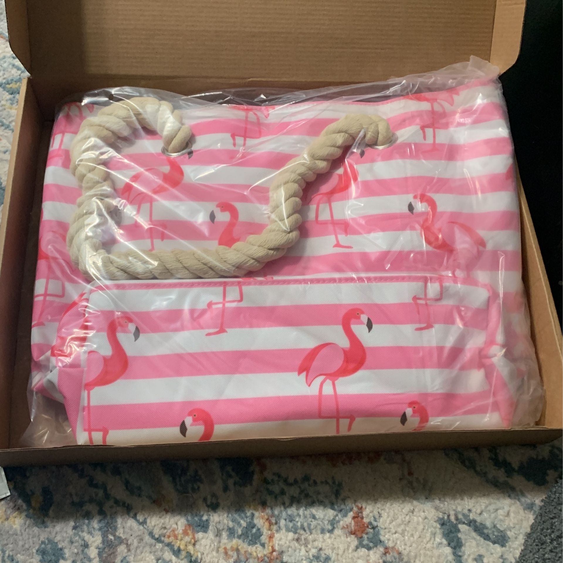 Wine Flamingo Tote Bag - New