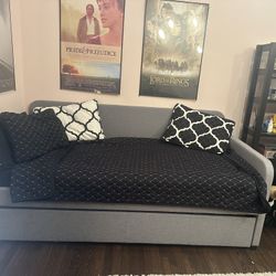 Gray Upholstered Daybed with Trundle