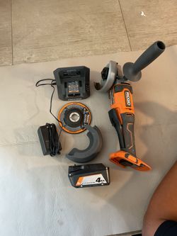 RIDGID 18V Cordless Angle Grinder with Battery and Charger