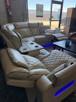 Home Theater Reclining Sectional w/ Bluetooth & LED Lights