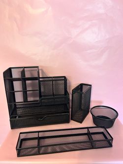 Black Metal Mesh Desk Organizer/Desk Set