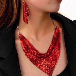 Women's Punk Cool Girl Choker, Exaggerated Metal Leopard Print Necklace Earrings 