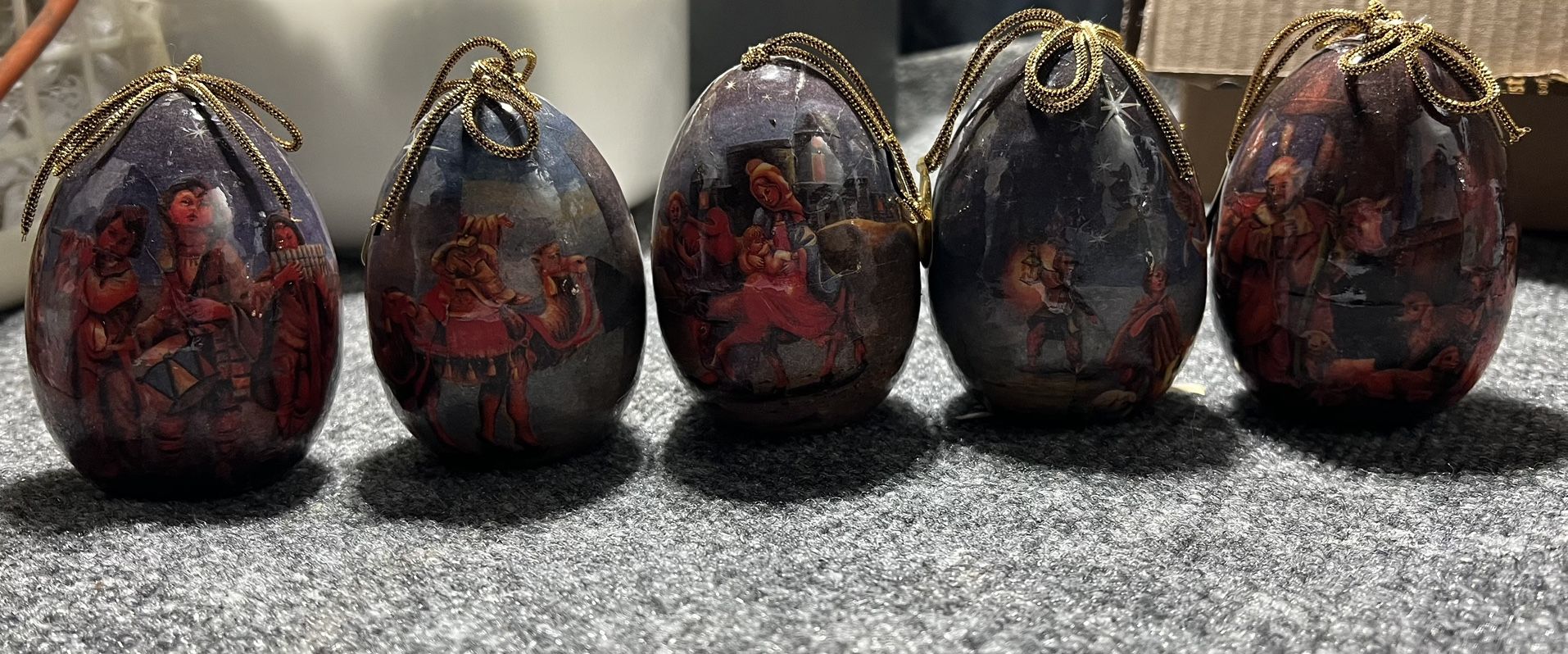 Vintage 1992 Fontanini by Roman Egg Christmas Nativity Scene Ornaments