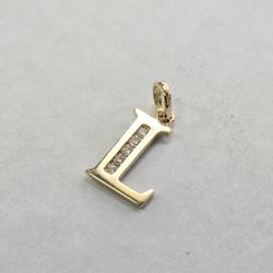 10kt Gold CZ Stone "L" Charm