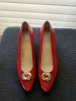 Red Ferragamo Salvatore -Florence Bow Low Heels