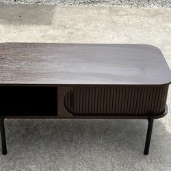 Walnuts Coffee Table Desktop With Two Doors Sidings Shelf