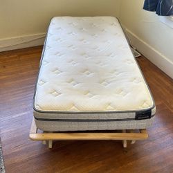 Twin mattress + Wooden bed frame