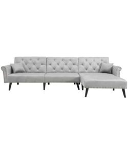 Light Grey Sleeper Sectional Couch