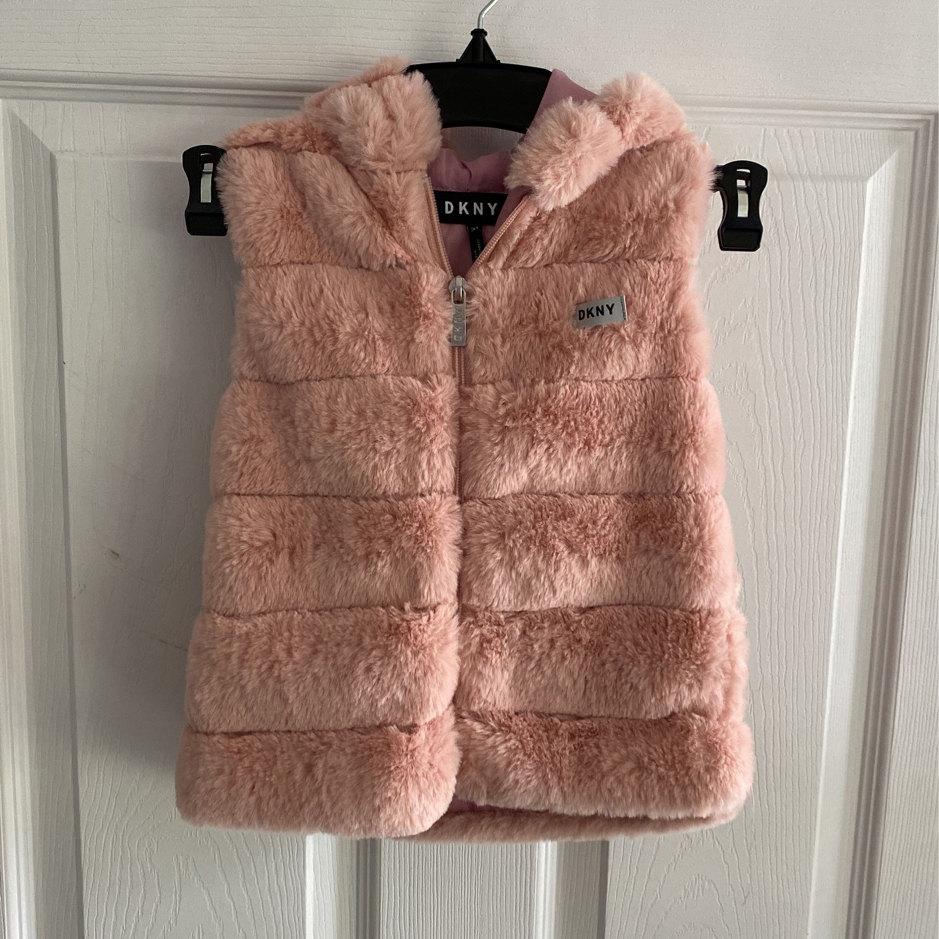 Toddler girls size 3 pink faux fur vest