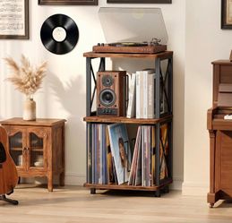 Record Player Stand with Vinyl Storage 3-Tier Turntable Stand Shelf