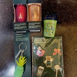 Starbucks Ornament,  Keychain & Pin Set Bundle 