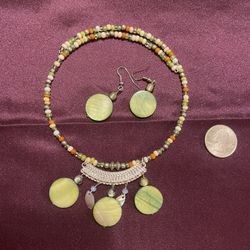 Mother Of Pearl Choker And Earrings 