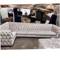 BRAND NEW 11x11ft And 6x15x6ft OR 13x13ft SECTIONAL SOFA COUCH SET,  Velvet Silver  CUSTOM MADE AVAILABLE 